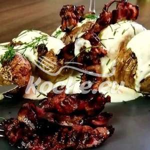 Potato - Bacon Mix mit Knoblauch dip